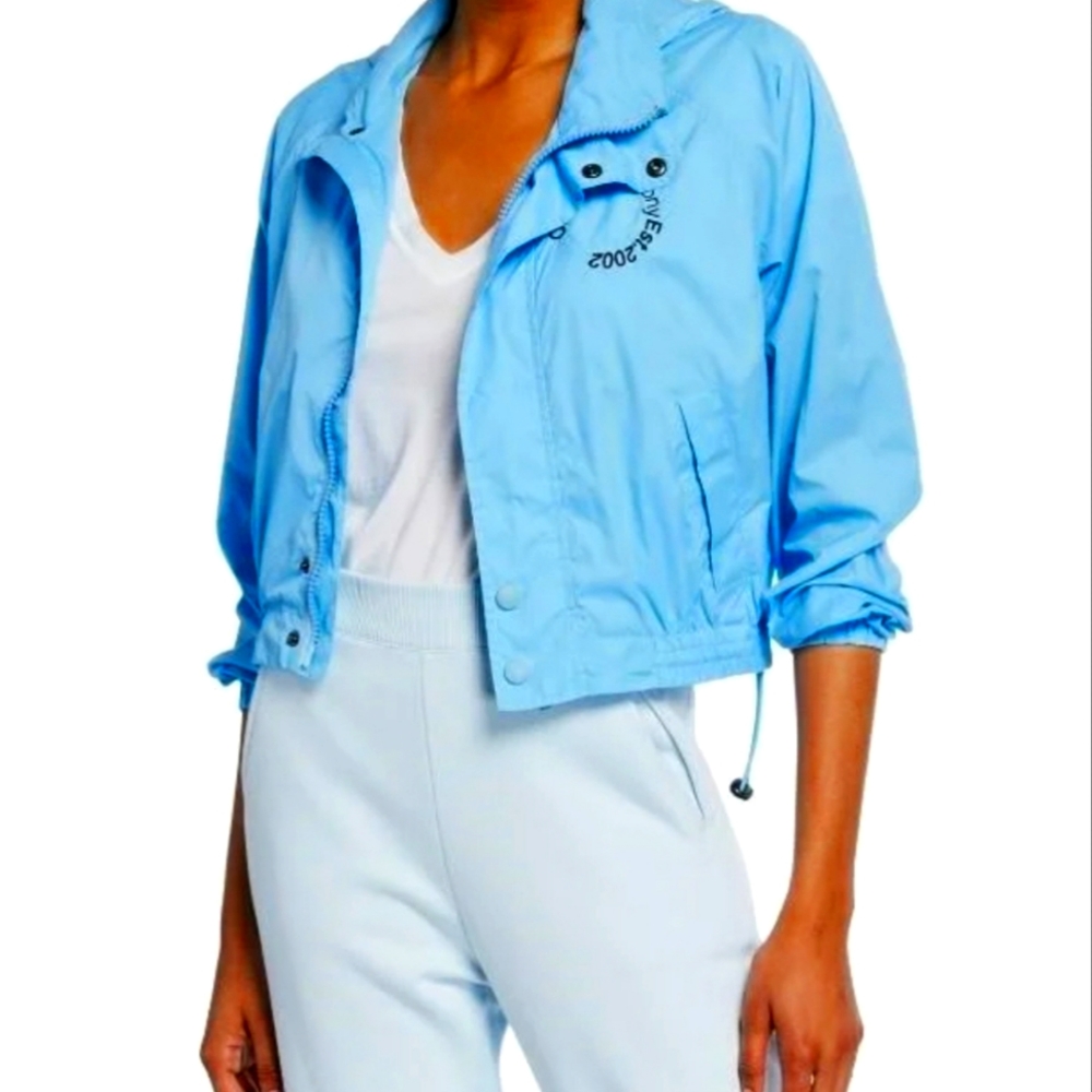 Opening Ceremony Women's Cropped Baby Wind Jacket, Slate Blue, Medium